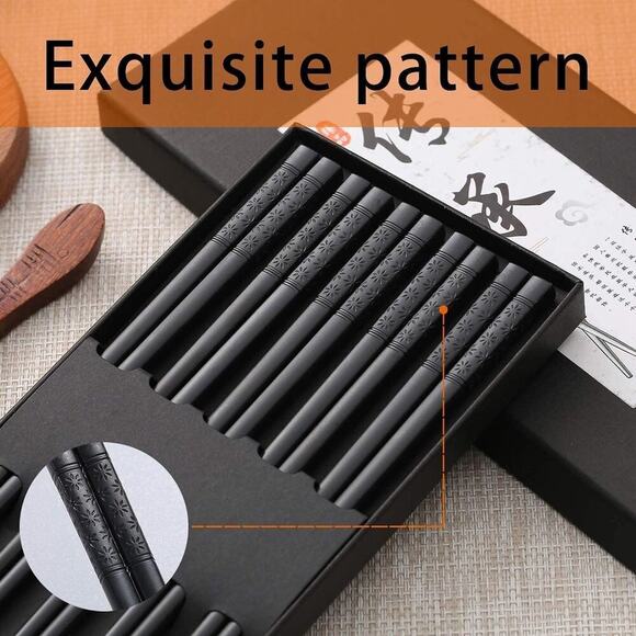 10 Pairs Fiberglass Chopsticks - Reusable Chopsticks Dishwasher Safe BLACK - Picture 3 of 7